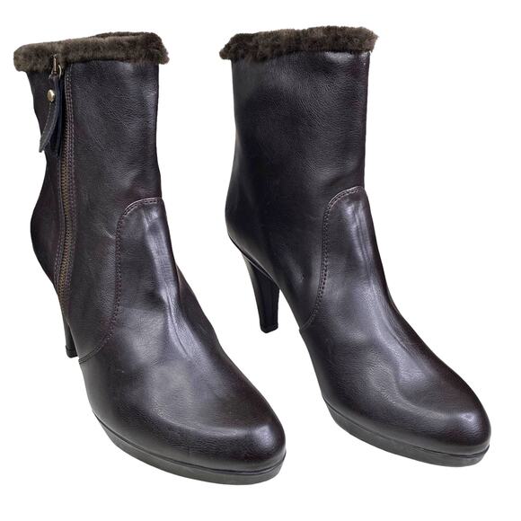 Stuart Weitzman Women’s Brown Side Zip Fur Trimmed Ankle Boot Size US 10 - Picture 2 of 15
